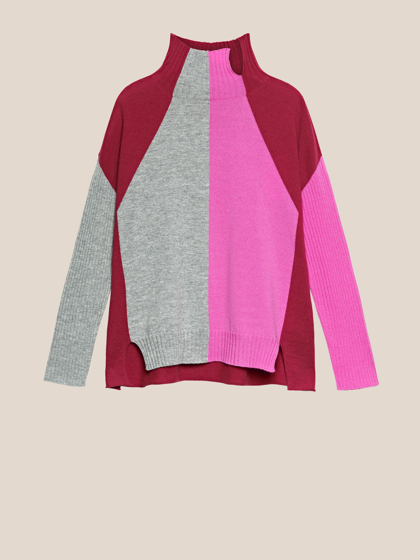 Pull color block en laine et cachemire image number 4