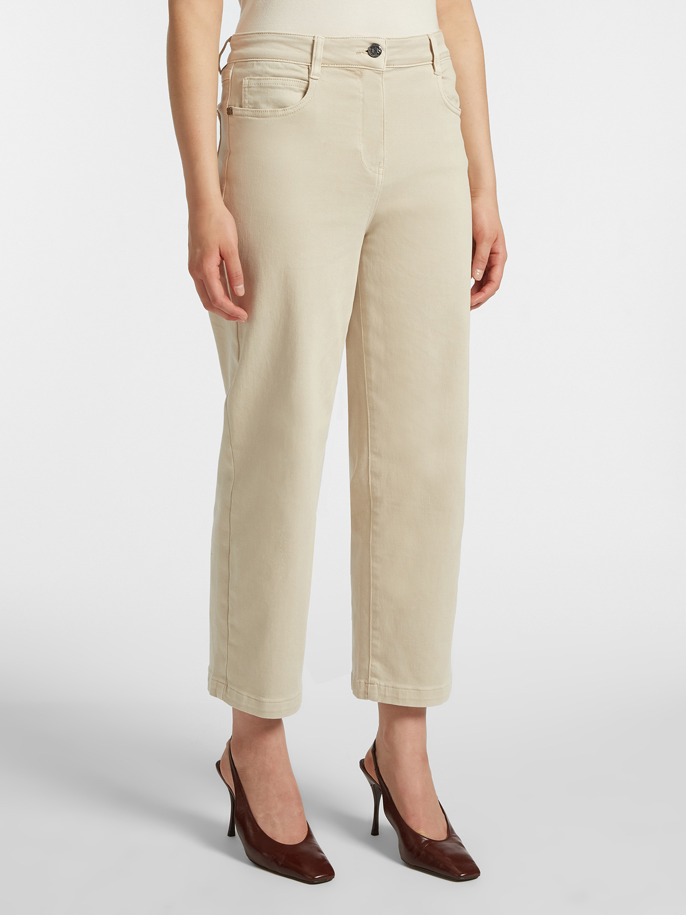 Pantalon raccourci cinq poches en drill image number 2