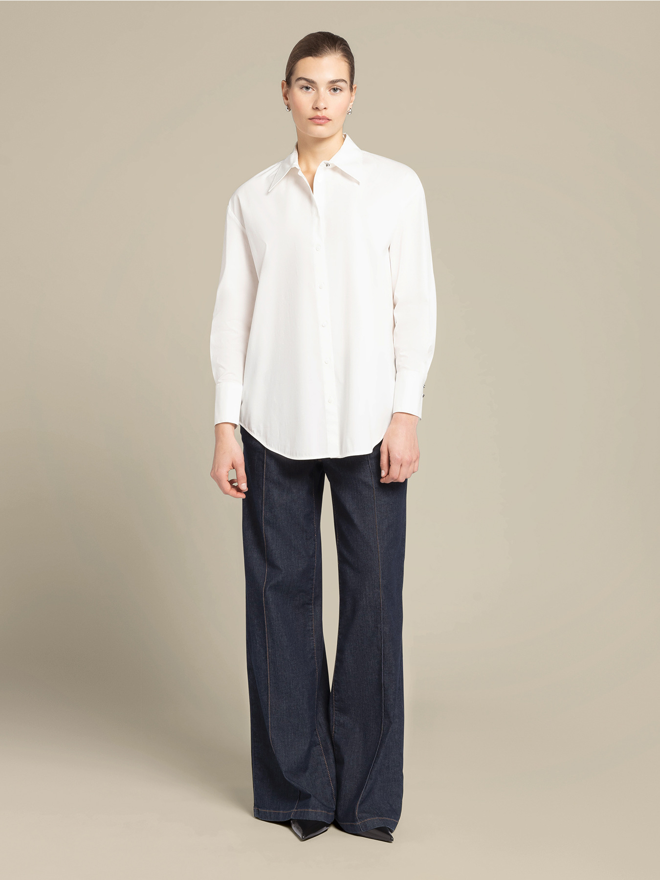 Camicia lunga in cotone stretch image number 3