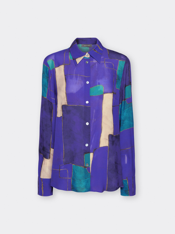 Camisa estampada en crep&eacute; de china