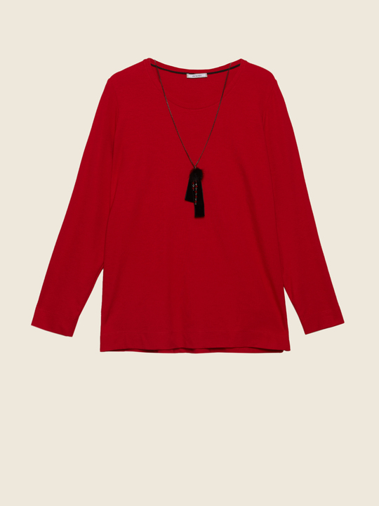 Elenamiro&nbsp;: T-shirt avec sautoir Rouge_1