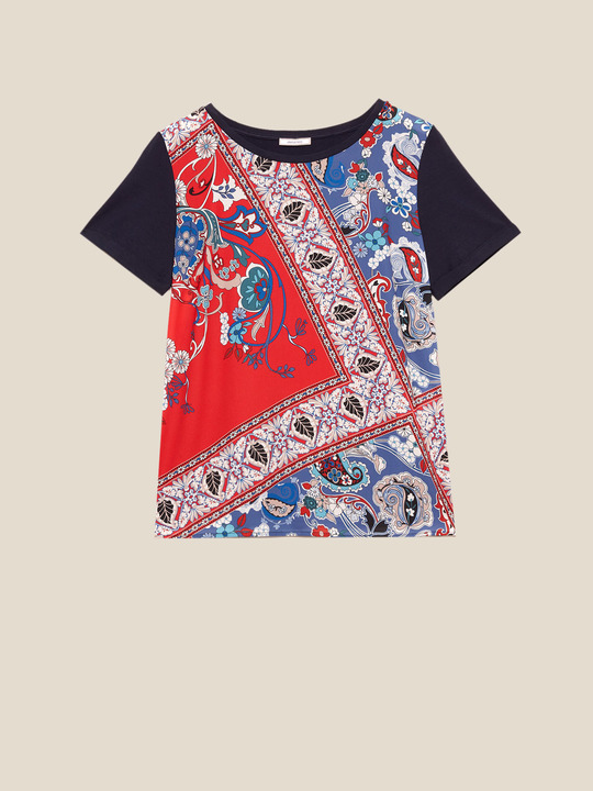 Elenamiro: T-Shirt mit bedruckter Vorderseite Blau_1