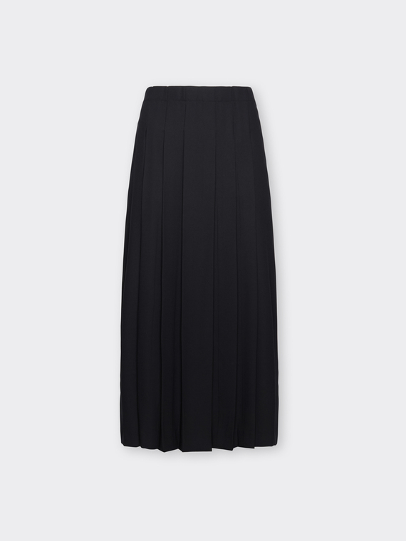 Long pleated skirt in satin-back crepe