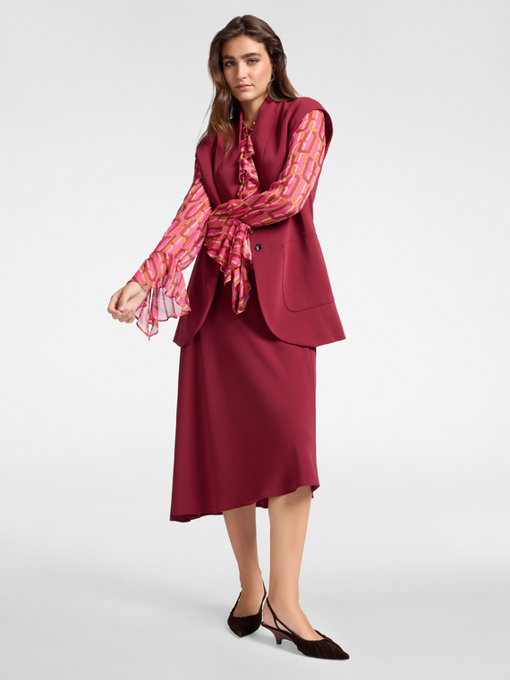 Jupe asym&eacute;trique en cady stretch