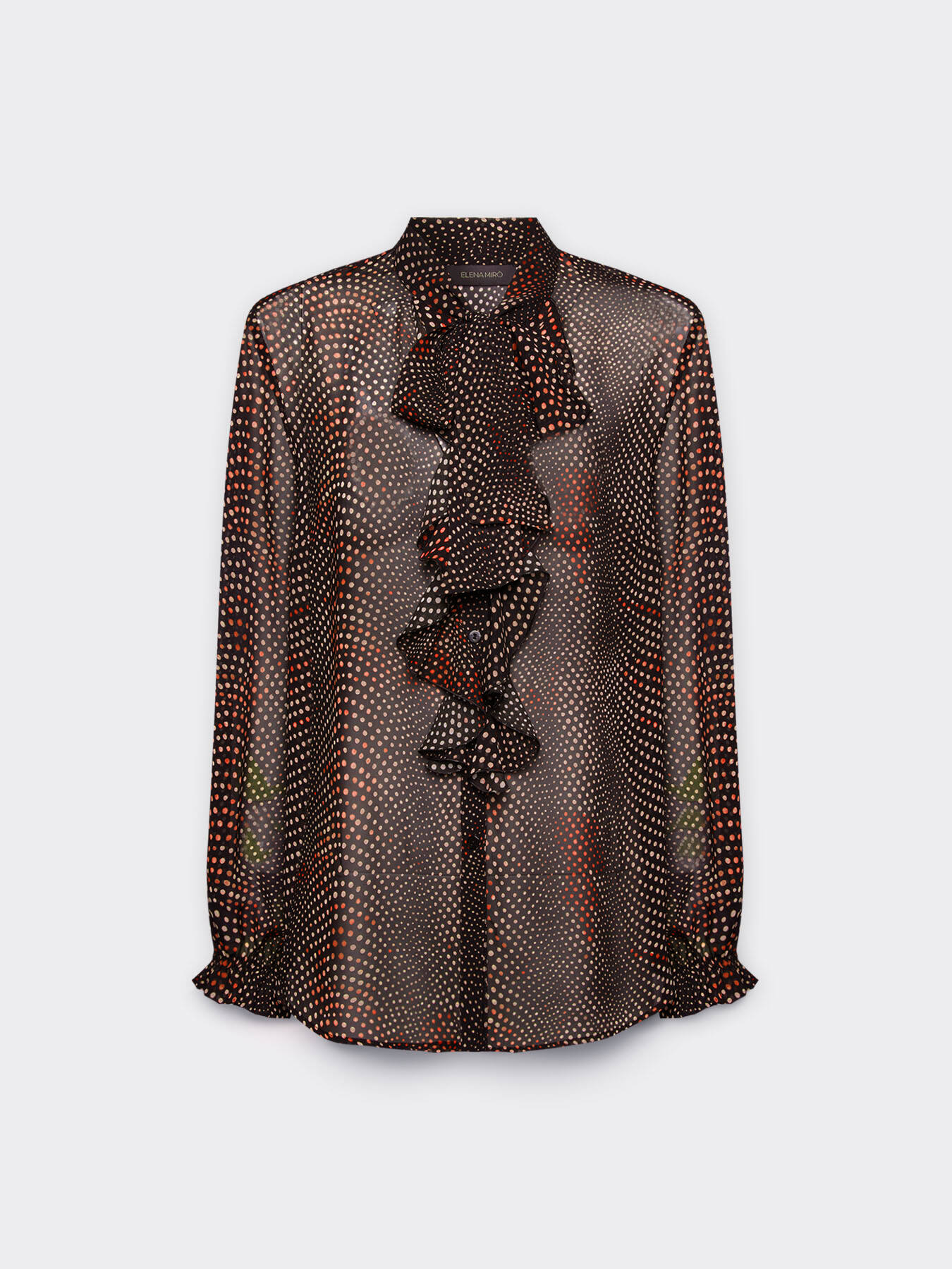 Bedruckte Bluse mit R&uuml;schen und Schleife image number 4