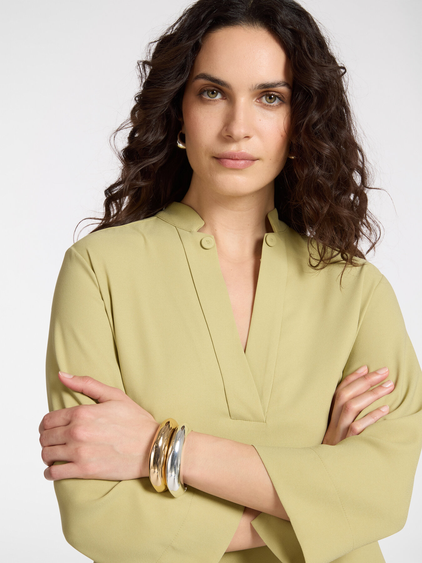 Enver satin dress with V-neckline image number 3