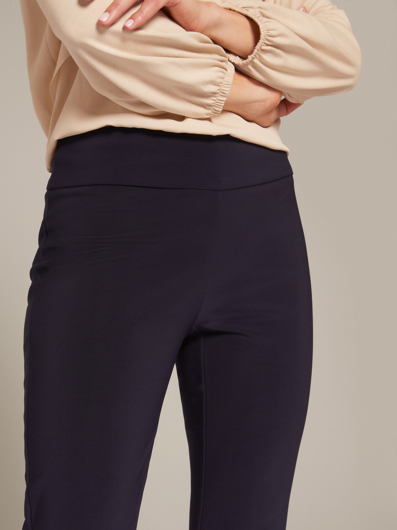 Stretch fabric flared trousers image number 3