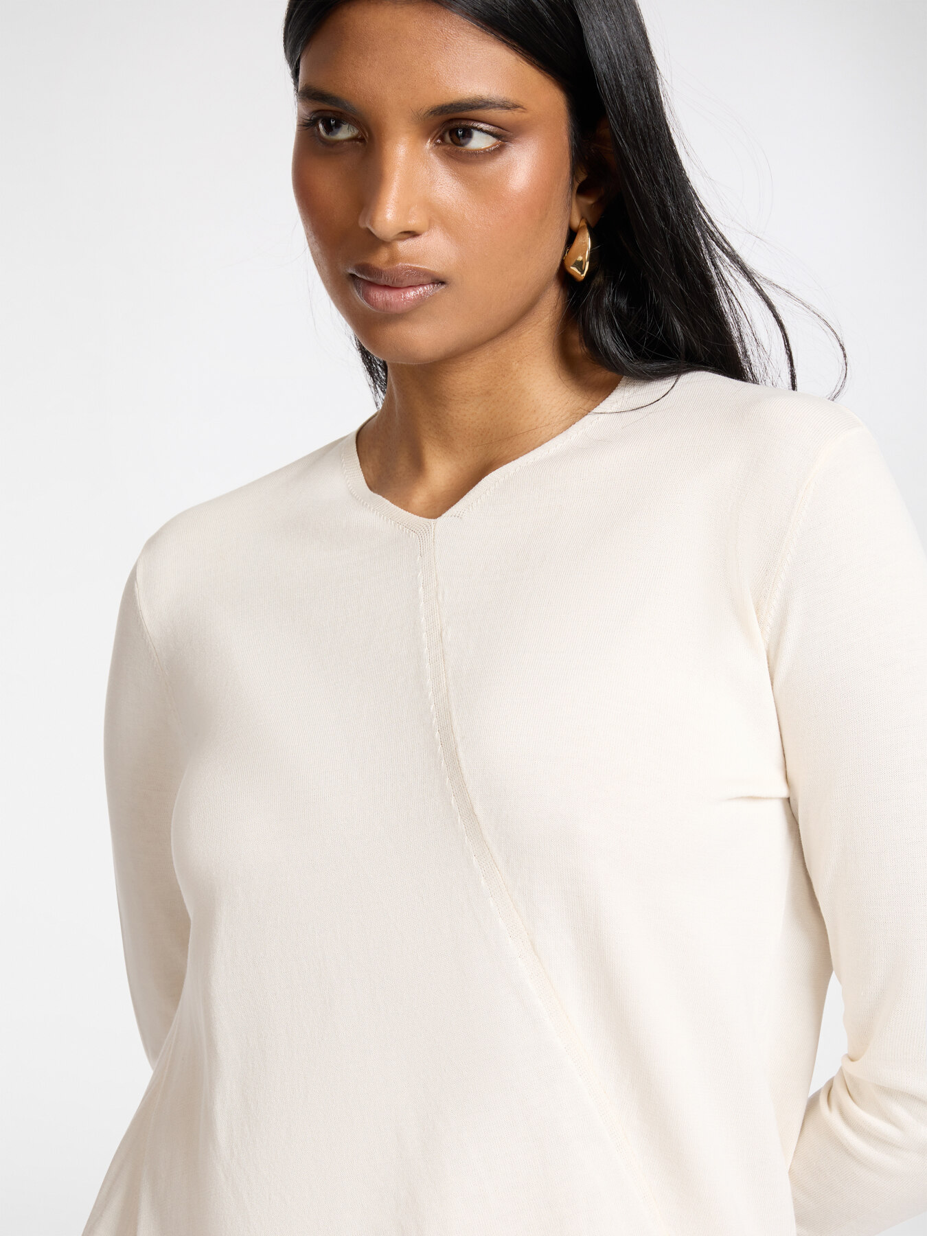 Haut asym&eacute;trique en coton et modal image number 3