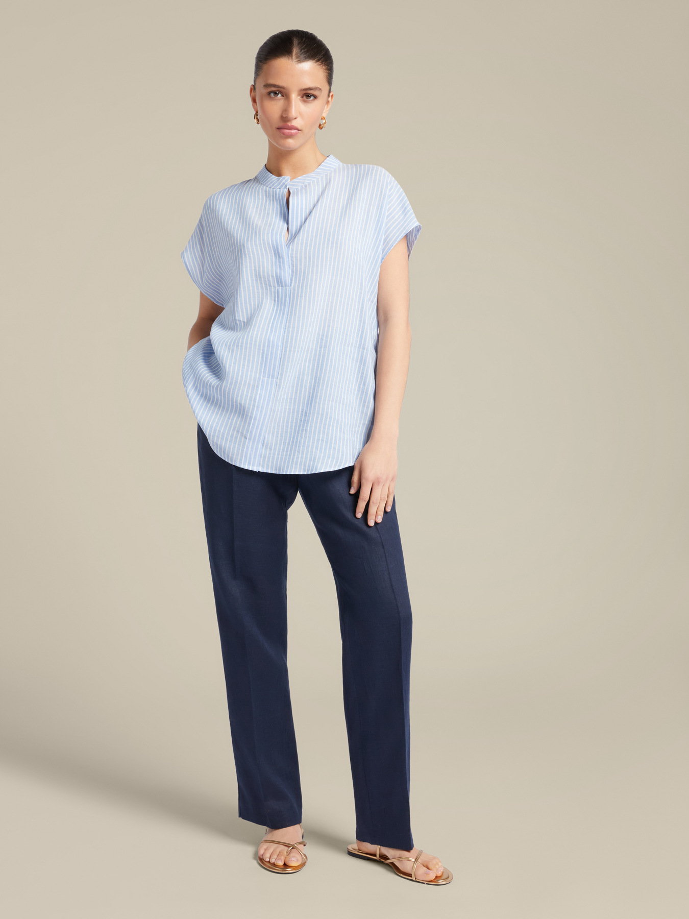 Pantaloni dritti in puro lino image number 0