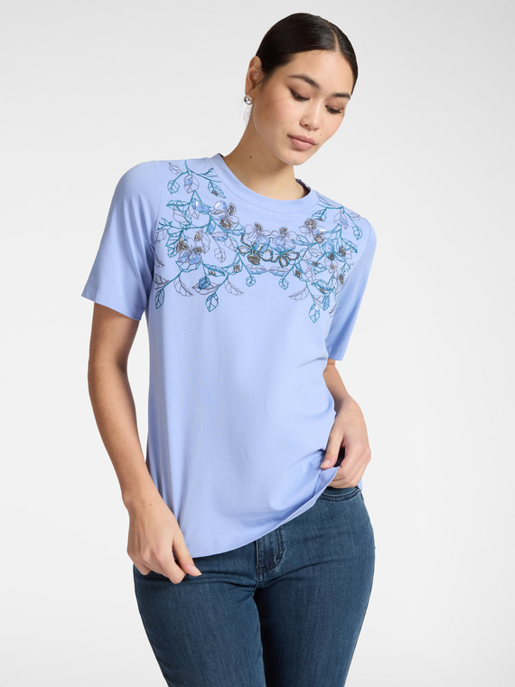 T-Shirt mit Blumenstickerei