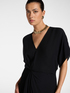 Long cr&ecirc;pe de chine dress with draping image number 3