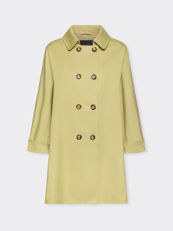 Double-breasted gabardine trench coat