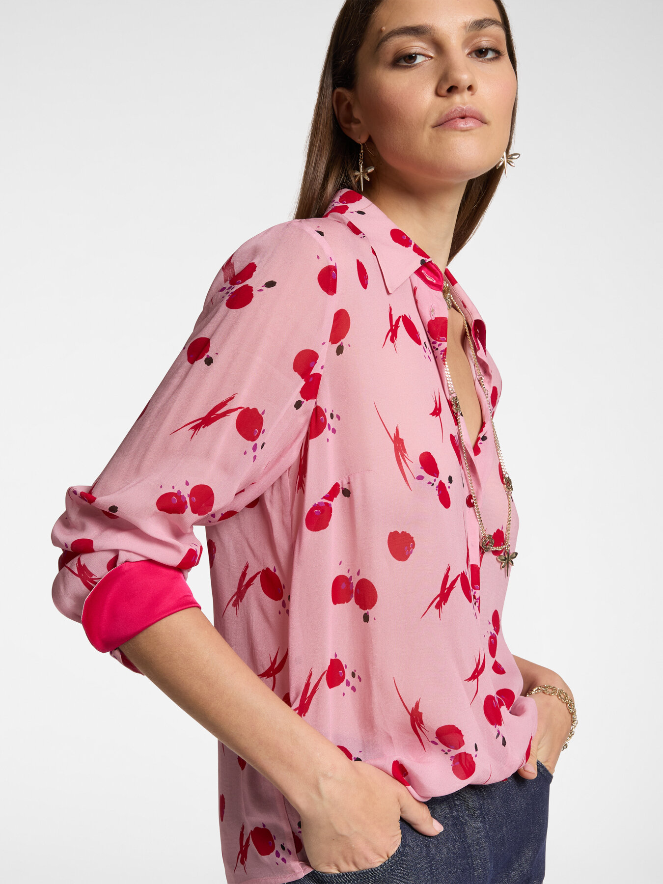 Camicia stampata in georgette image number 3