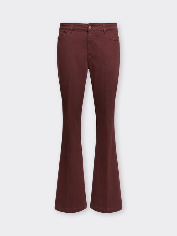 Pantalon flare en drill m&eacute;lang&eacute; coton