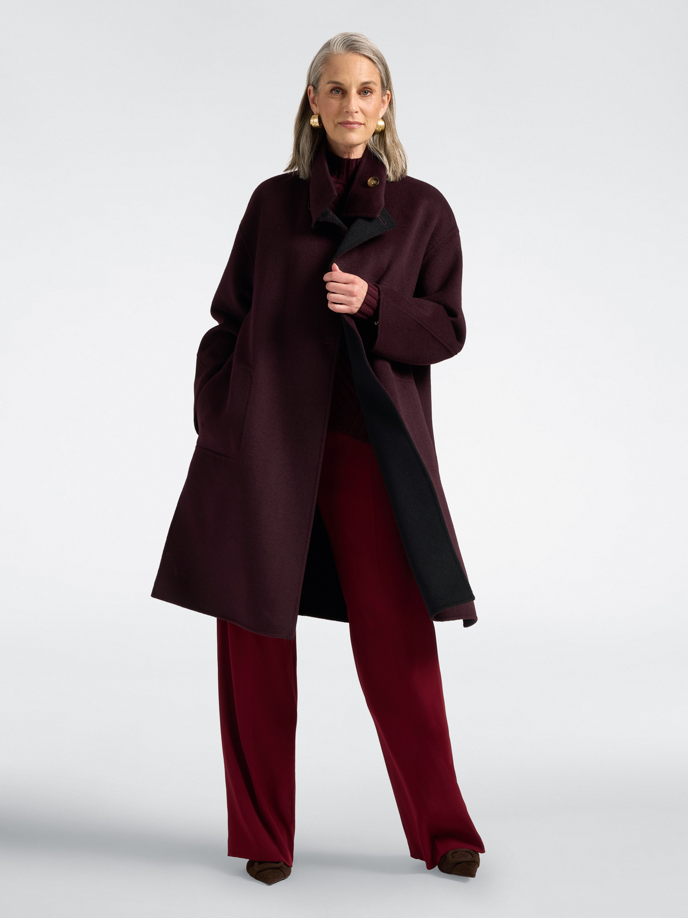 Manteau en double de laine m&eacute;lang&eacute;e image number 2
