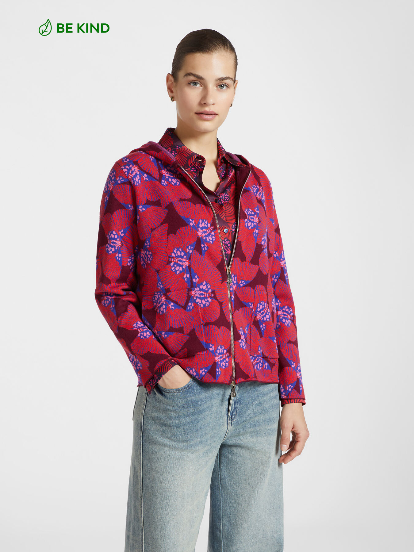 Printed cardigan with hood image number 0