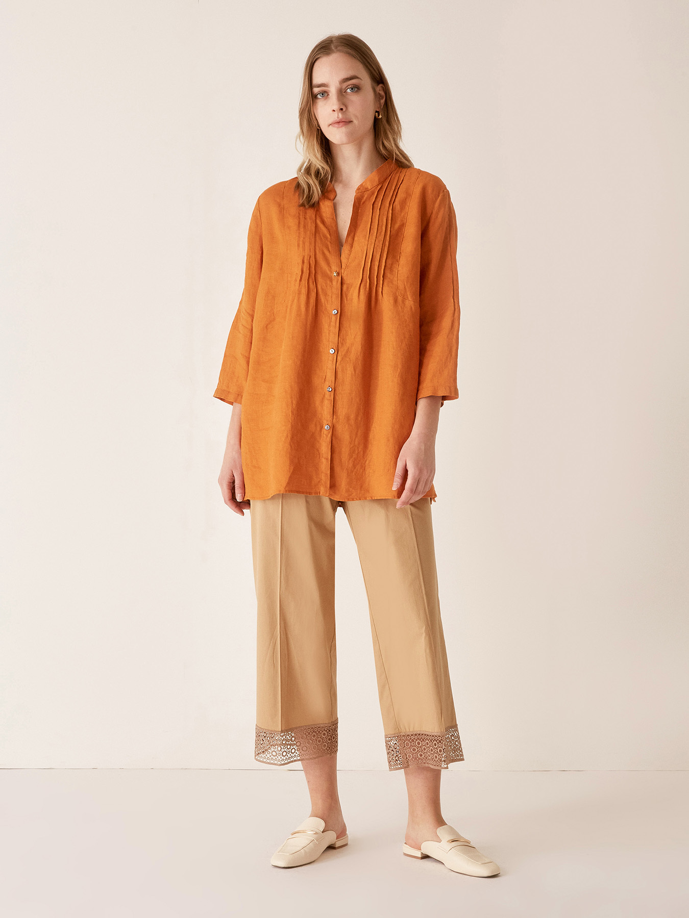 Camicia in lino con pieghe image number 2