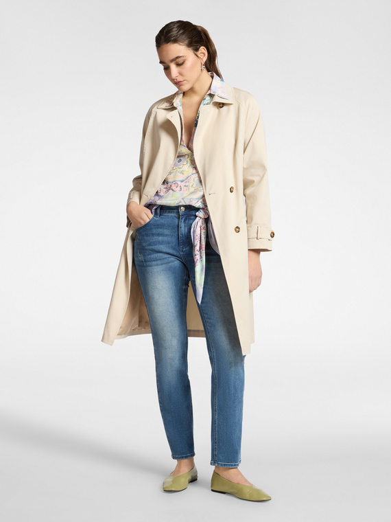 Jeans regular con foulard, "Rose"