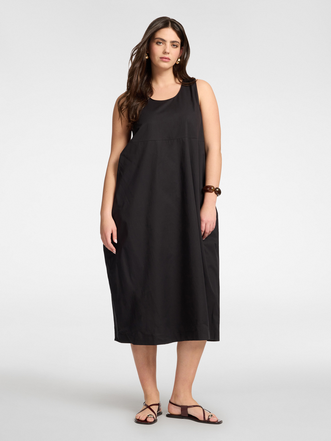 Vestido barrel em popeline image number 0