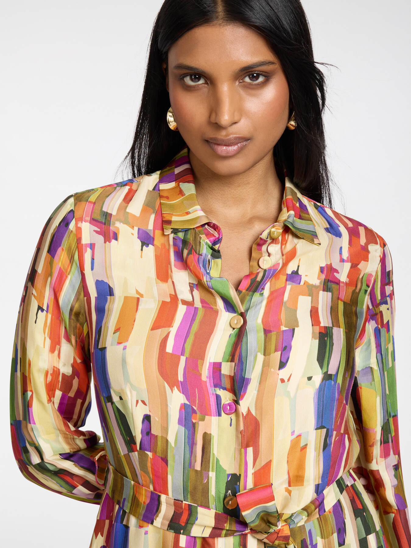 Printed shirt dress image number 3