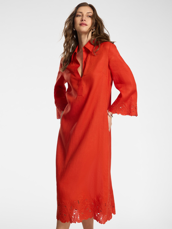 Linen dress with lace