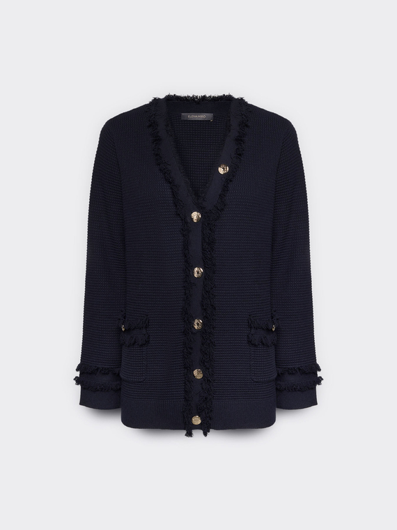 Cardigan aus Viskosemischung mit Fransen