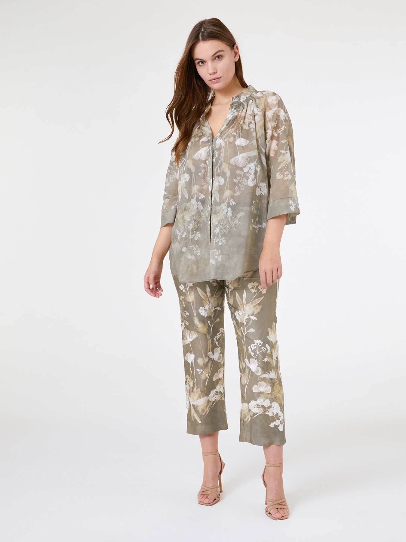 Floral shirt in cotton muslin image number 0