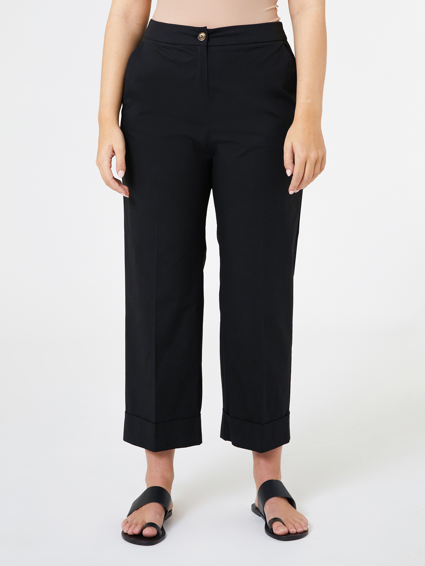 Pantaloni dritti cropped in tela stretch image number 2