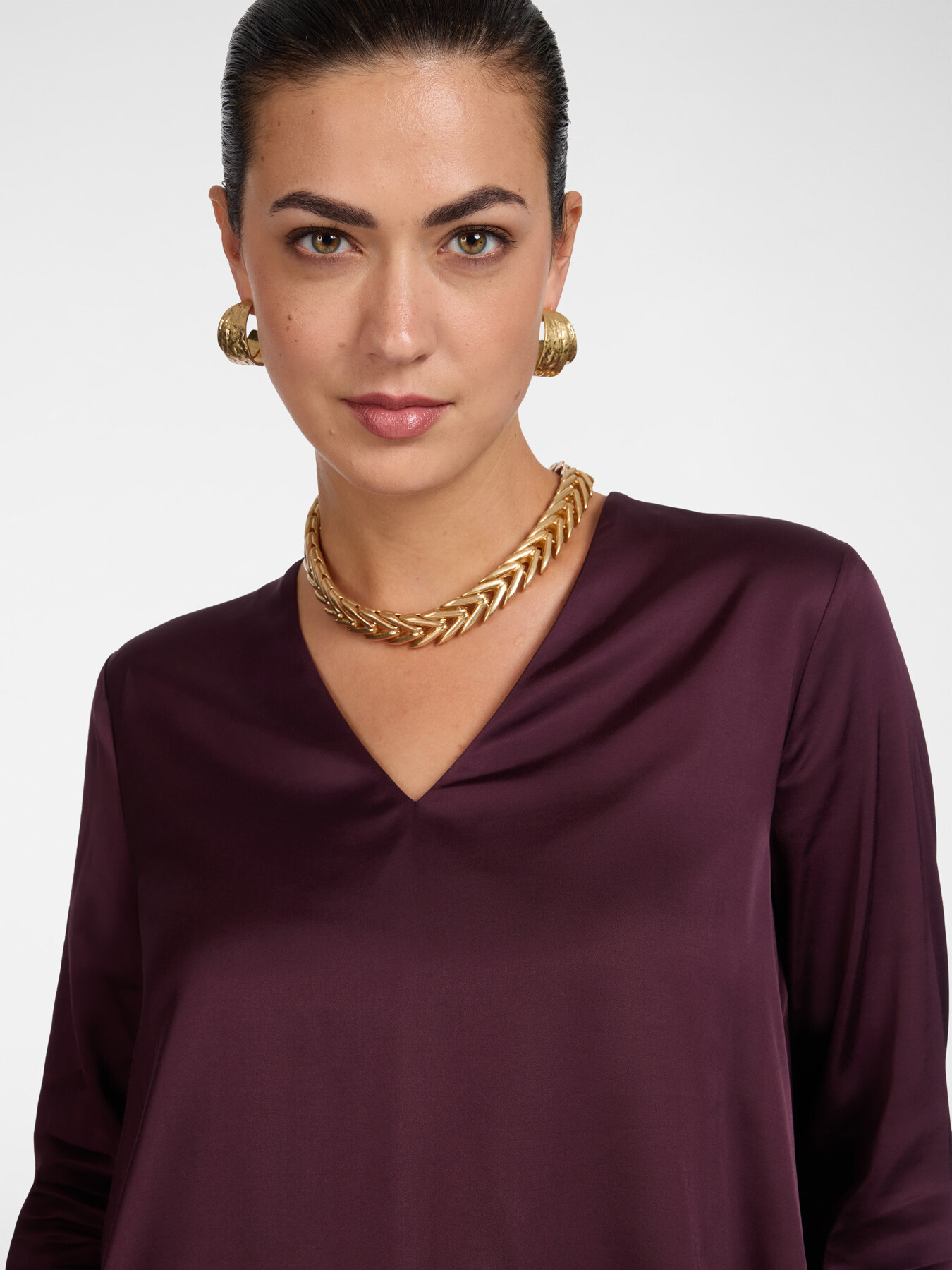 Blusa in raso di viscosa stretch image number 3