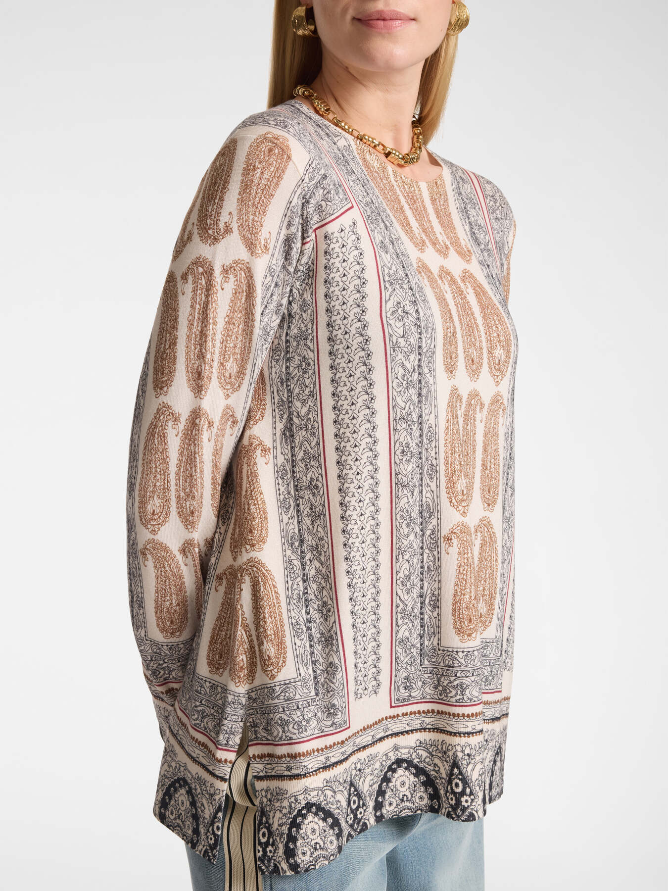 Bedruckter Rundhals-Strickpullover image number 3