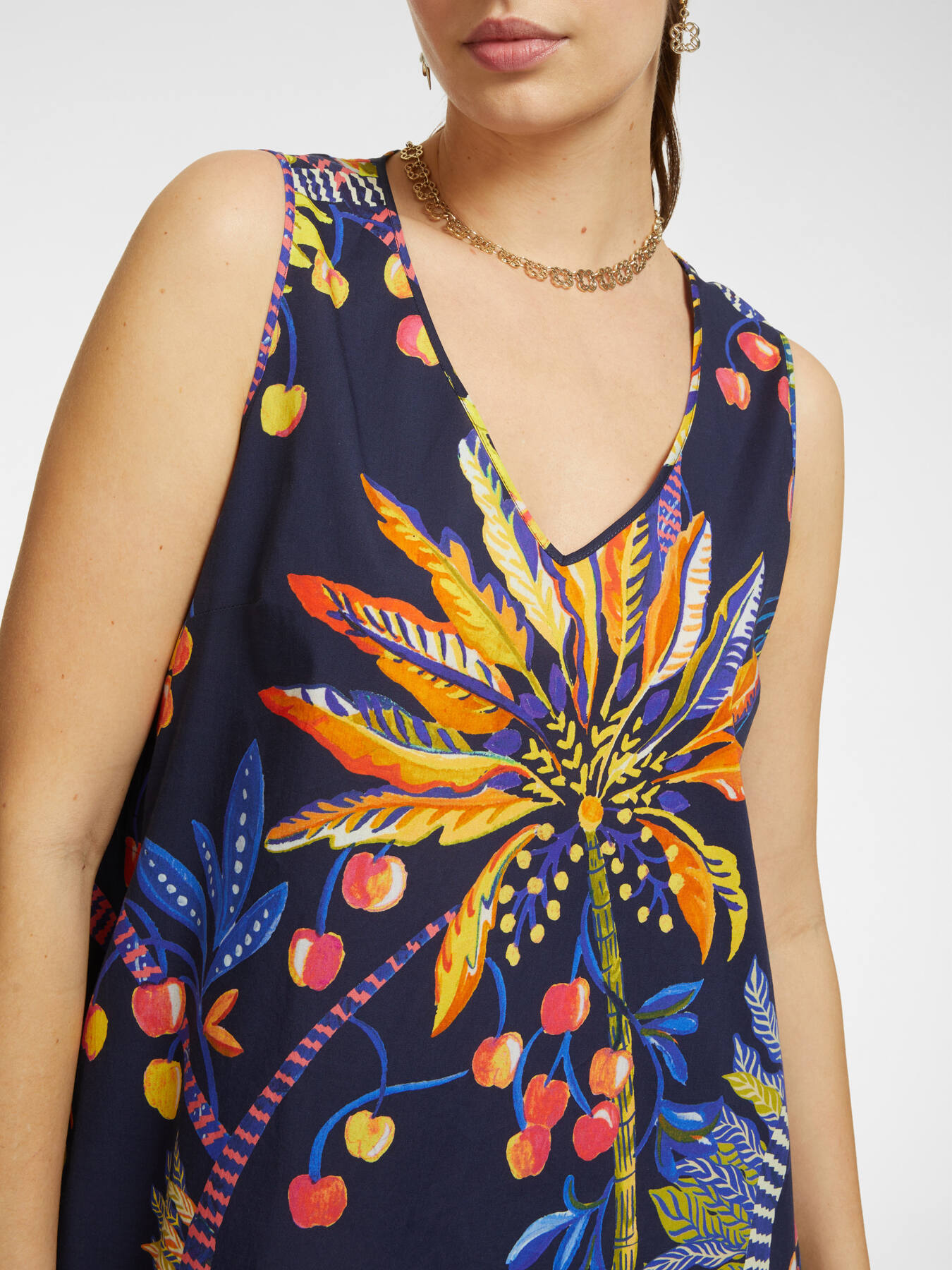 Printed stretch cotton dress image number 3