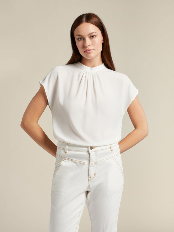 Blouse with pleated front