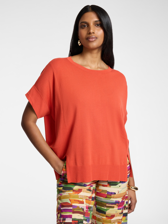 T-shirt boxy en coton et modal