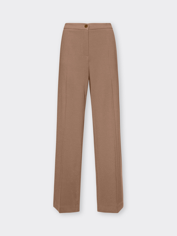 Pantalon palazzo en cr&ecirc;pe m&eacute;lang&eacute; coton