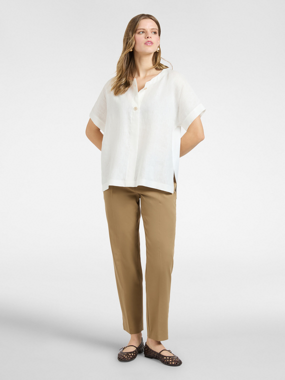 Straight-leg trousers in stretch satin