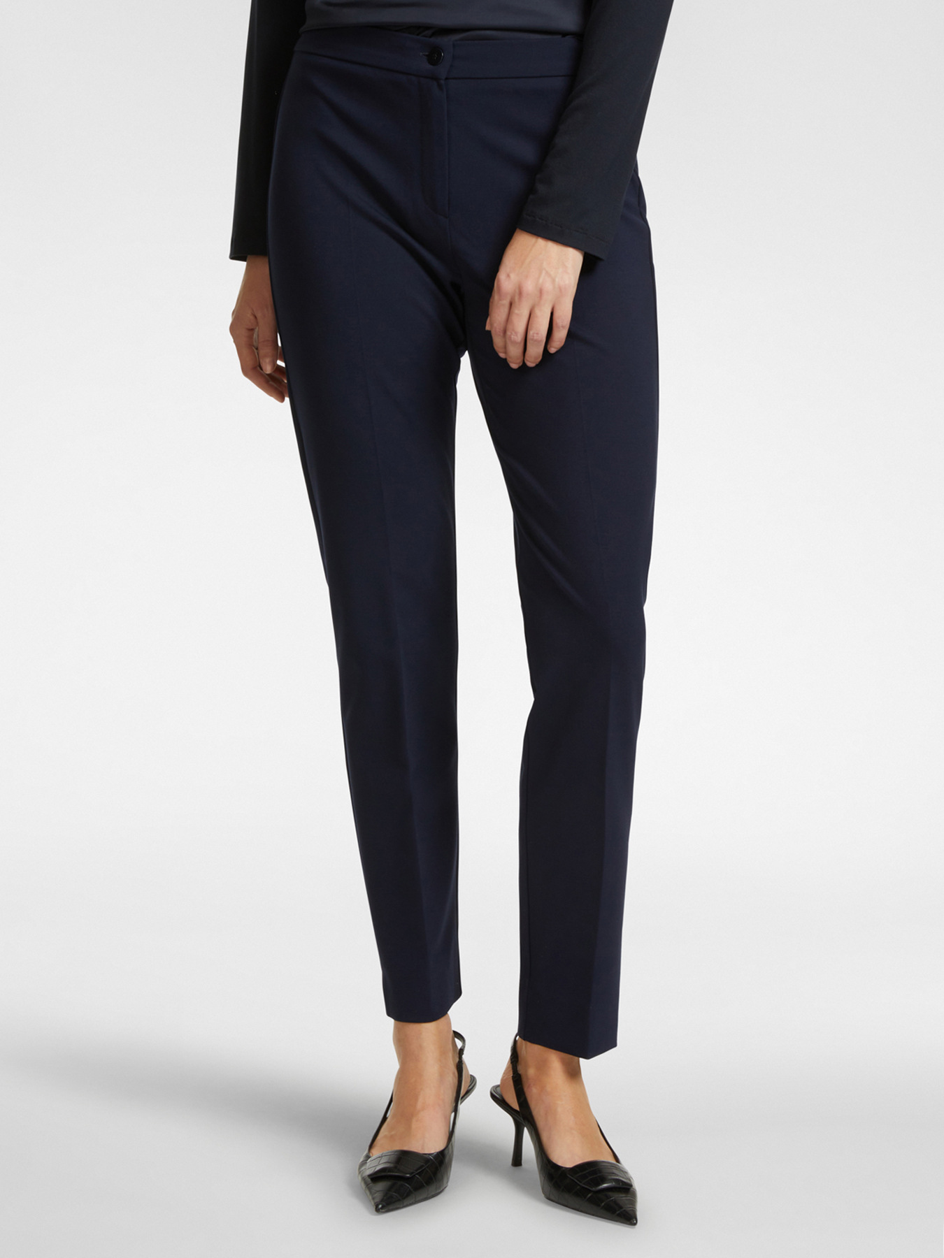 Milano knit fabric slim-fit trousers image number 2