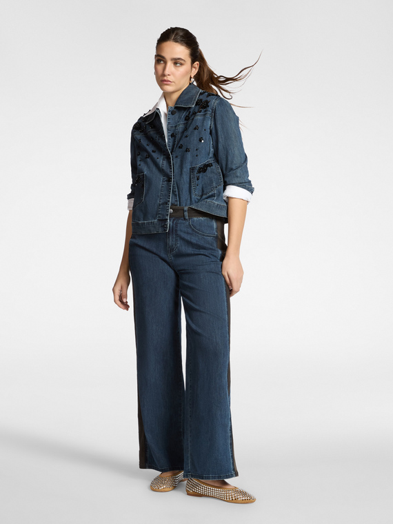 Jeans mit weitem Bein und seitlichen Profilen,  "Wanda"