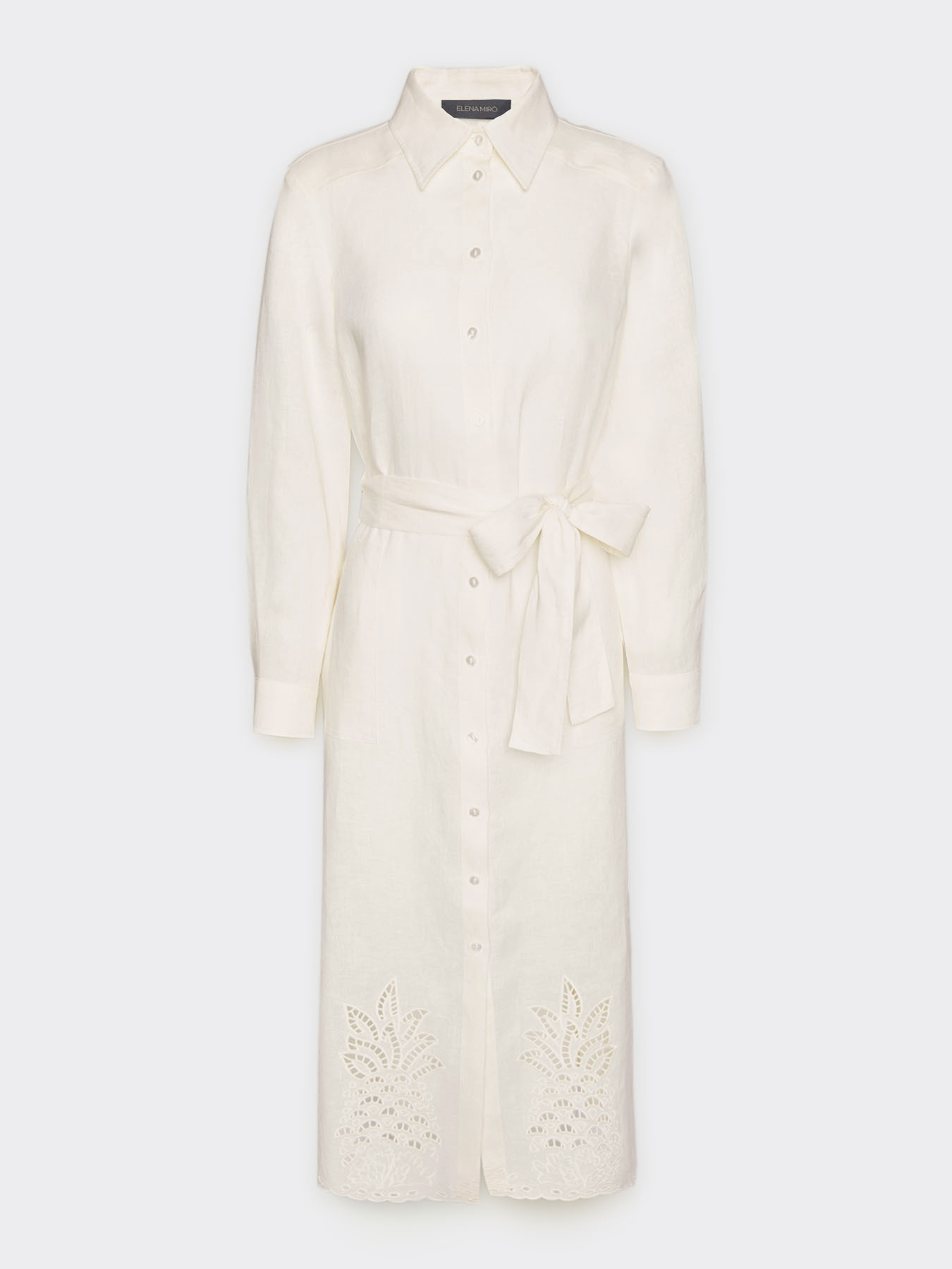 Robe en lin avec broderie dans le bas image number 4