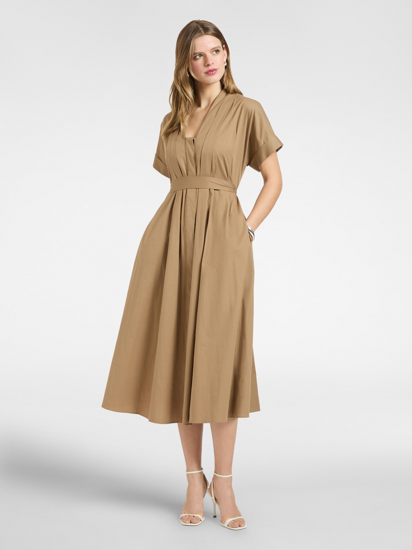 Abito flare con cintura image number 2