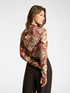 Printed viscose turtleneck t-shirt image number 1