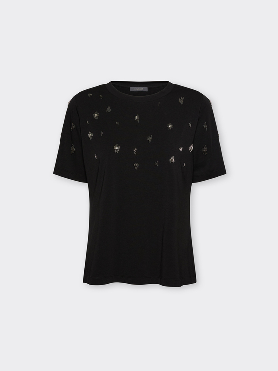 T-Shirt aus Baumwolle mit Stickerei