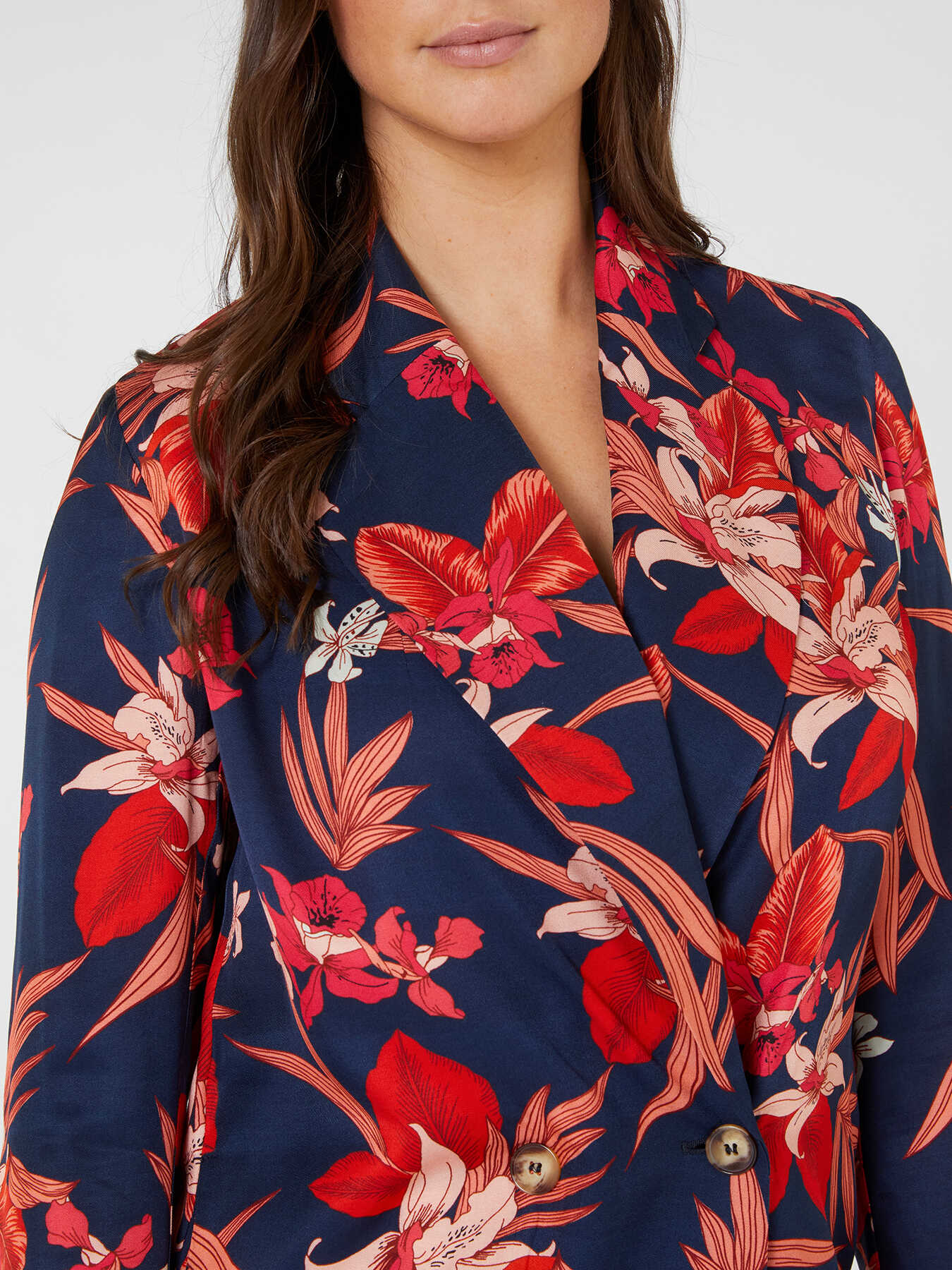 Veste en twill avec imprim&eacute; feuillage image number 3