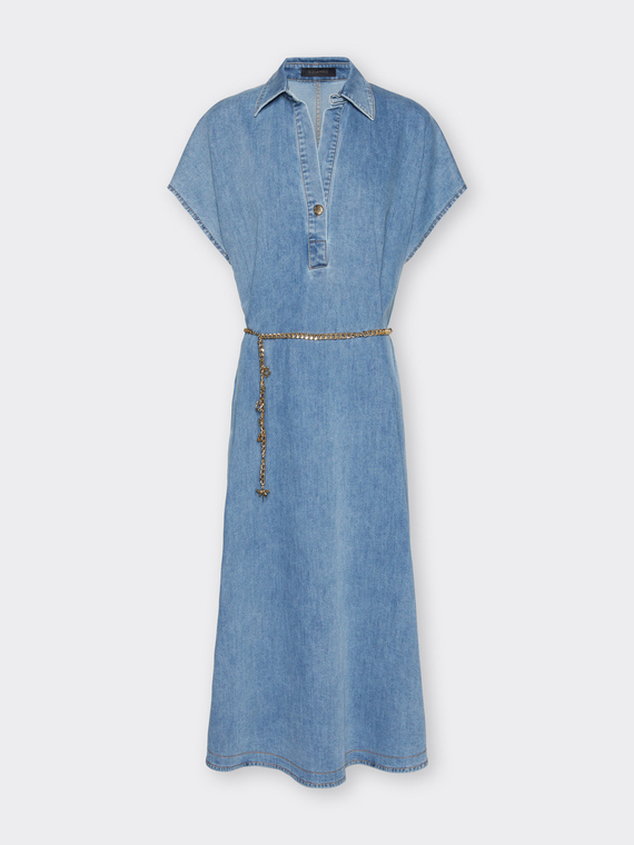 Vestido jeans com cinto