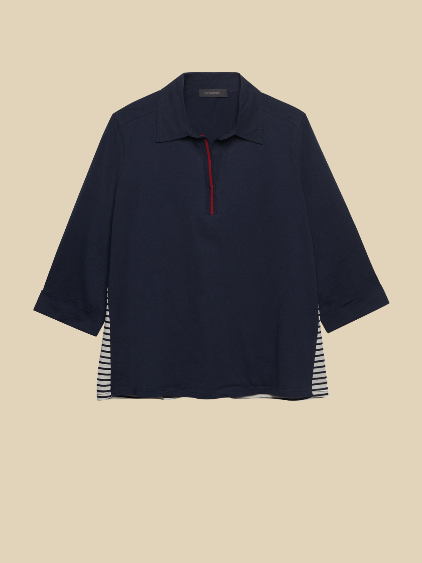 T-shirt polo com inser&ccedil;&otilde;es &agrave;s riscas image number 4