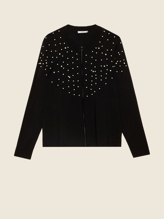 Elenamiro&nbsp;: Cardigan avec broderie en perles Noir_1