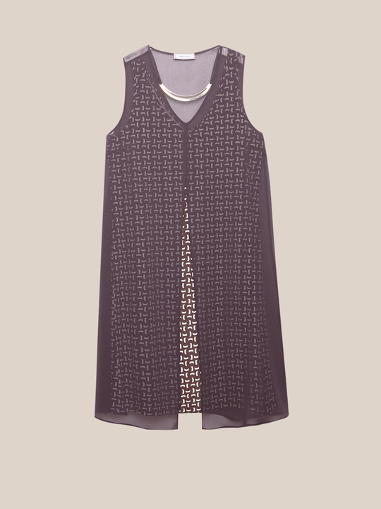 Elenamiro: Vestido elegante fantasia com colar Castanho_2