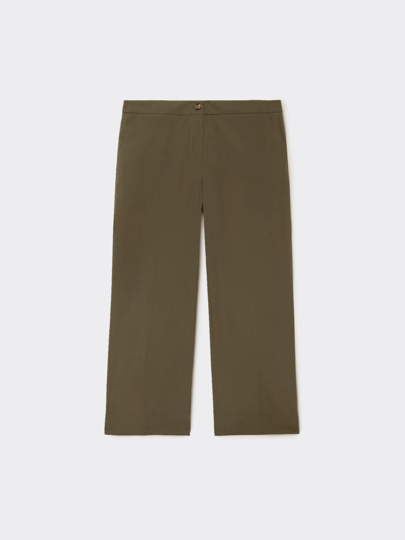 Gerade Hose aus Stretch-Canvas in Kurzform image number 4