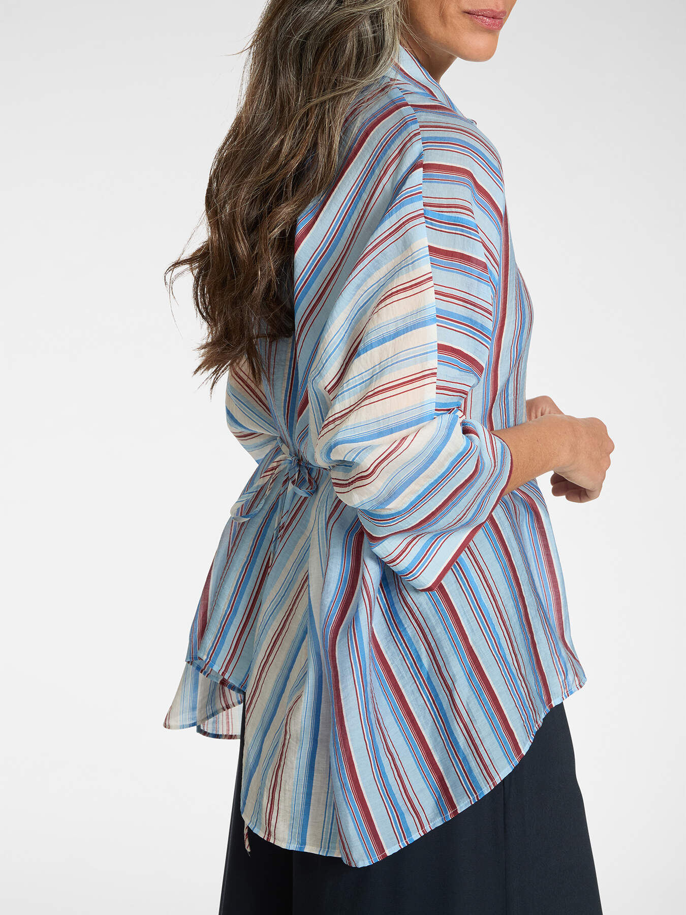 Camicia ampia misto lyocell a righe image number 3