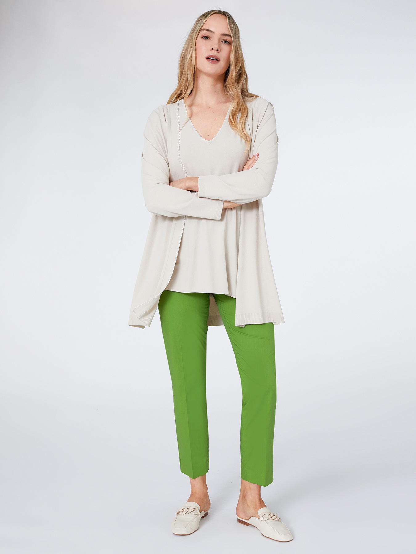 Long cardigan with belt image number 0
