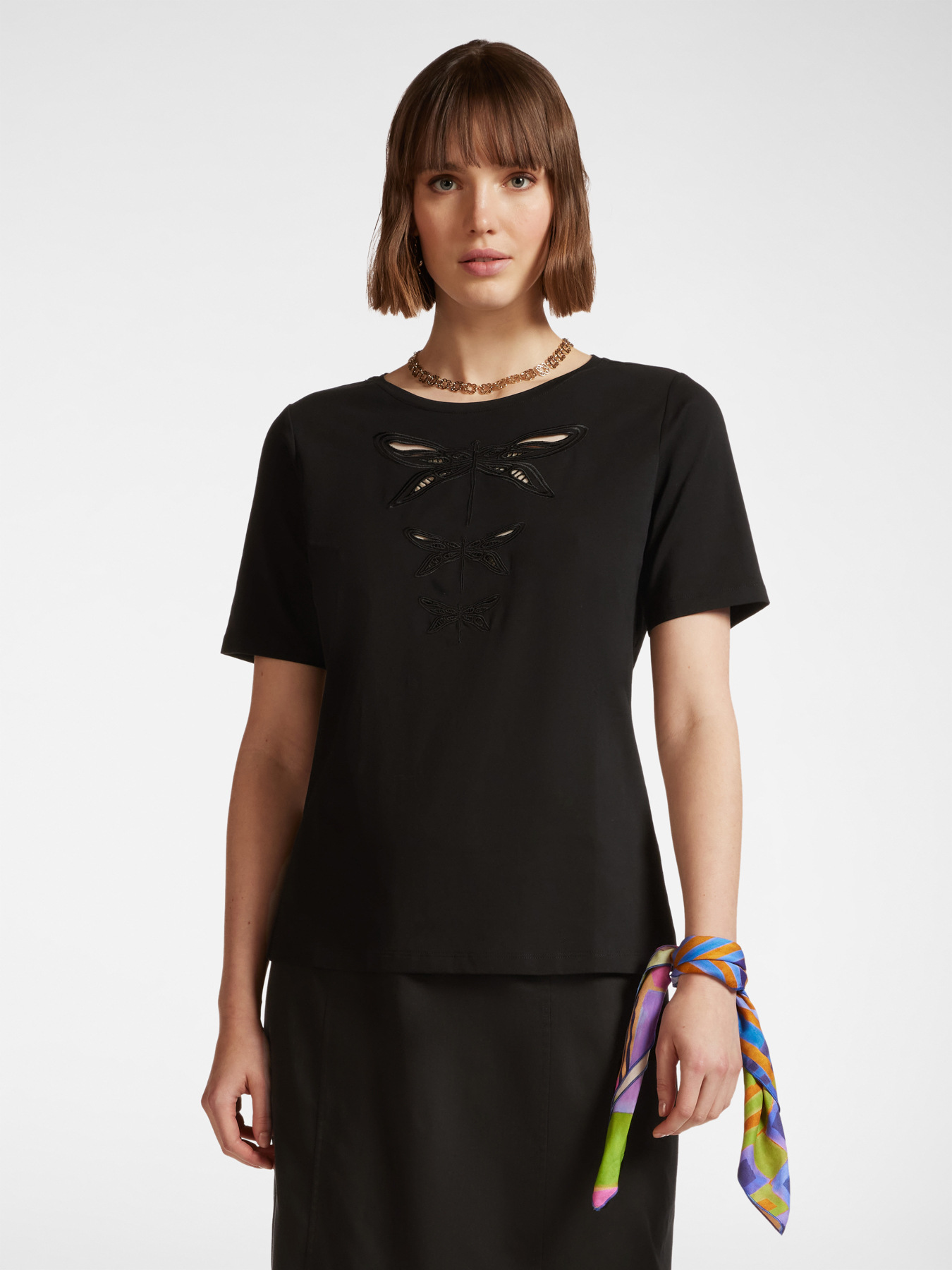 T-shirt con ricamo libellule image number 0